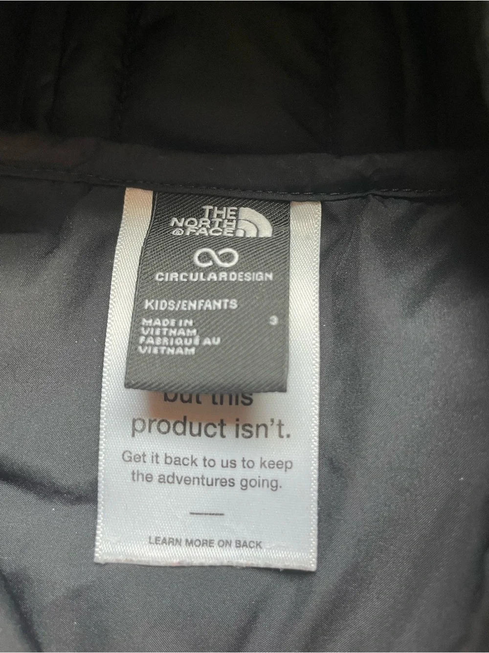 The North Face Black Hooded Quilted Puffer Jacket Toddler size 3